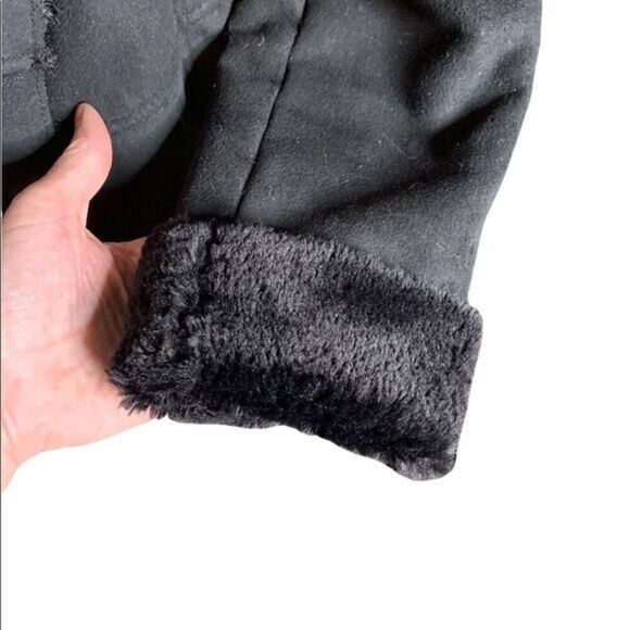 Dress Barn Black faux Shearling coat drape front 🖤 WARM size medium beautiful! - Picture 8 of 13